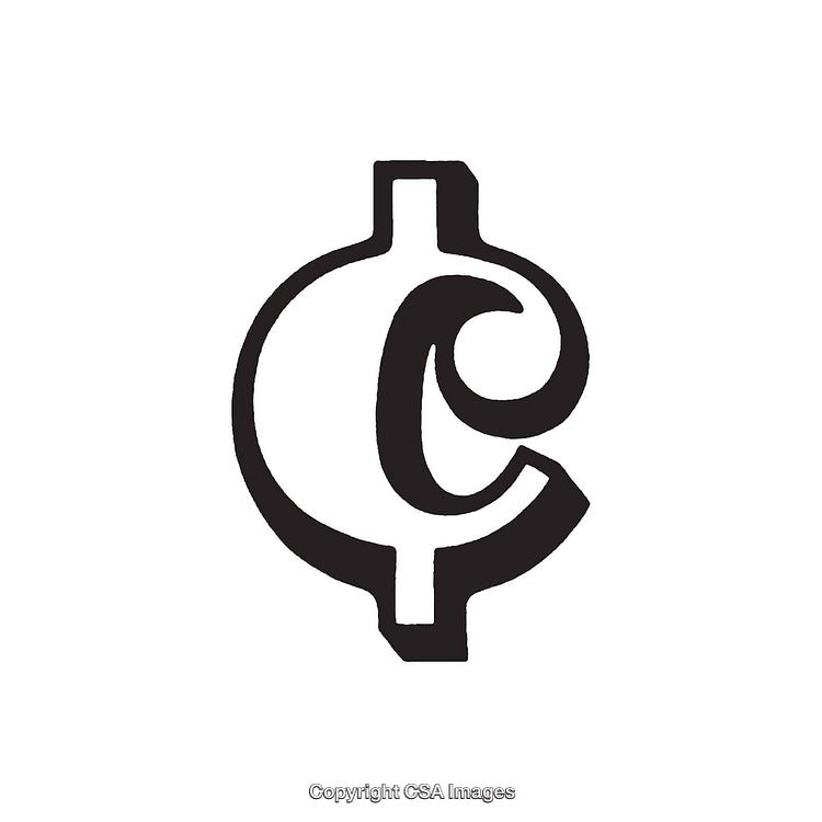 Black And White Illustration of the Cent Currency Symbol
