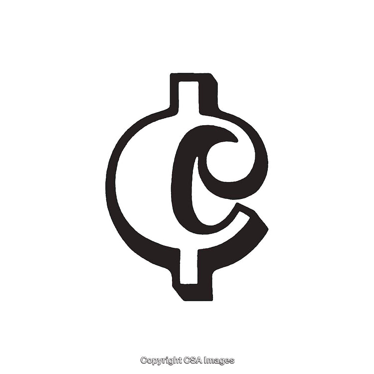 Black And White Illustration of the Cent Currency Symbol