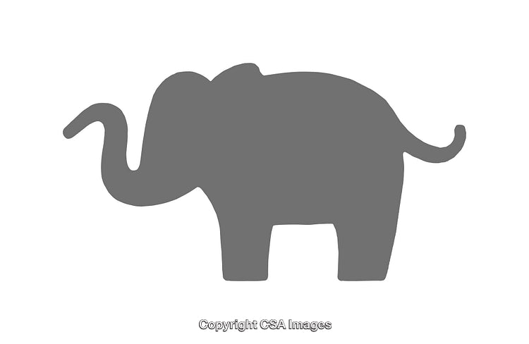 Grey Silhouette of an Elephant Icon on a White Background