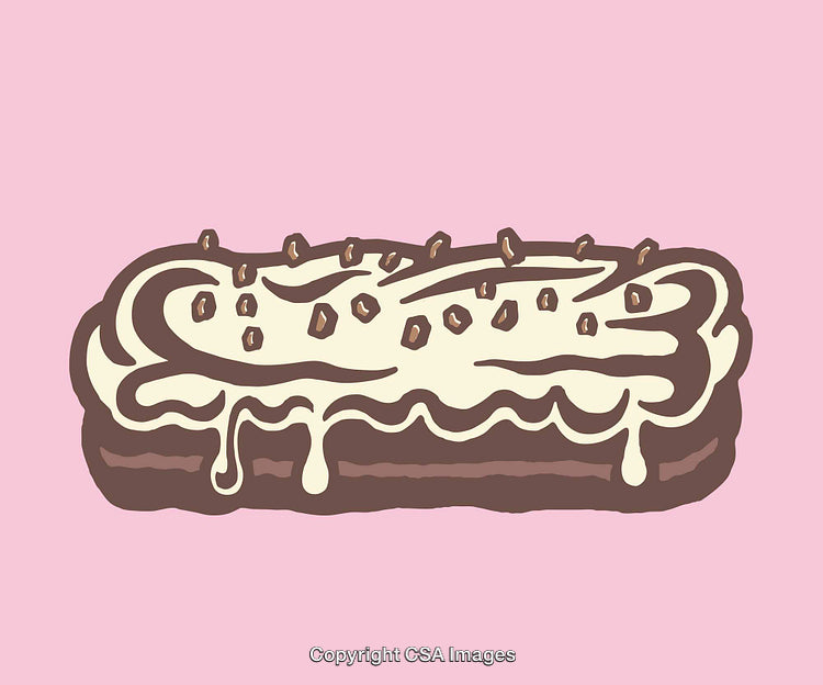 Delicious Chocolate Cream Eclair with Drizzle and Sprinkles Art on Pink Background