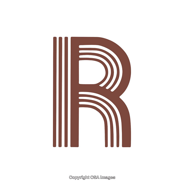 Stylized Capital Letter R in Modern Artistic Design Style