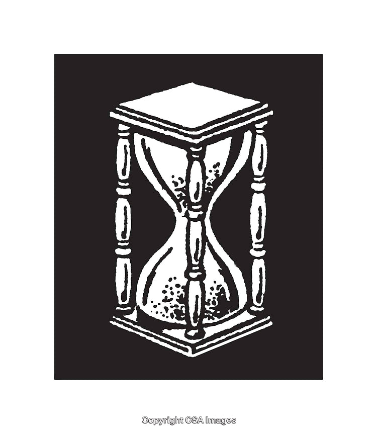 Classic Black and White Illustration of an Hourglass