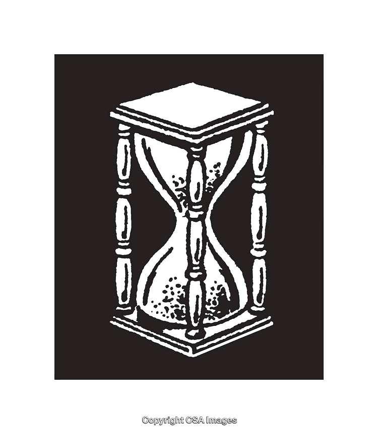 Classic Black and White Illustration of an Hourglass