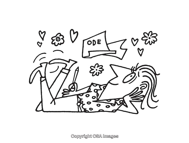 Whimsical Black and White Drawing of Relaxation and Nature