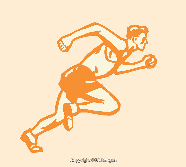 Retro Styled Vector Illustration of a Runner in Motion