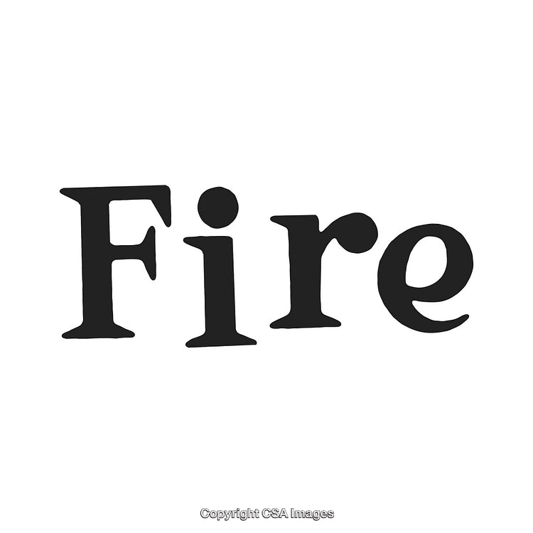 Stylized Typography Depicting the Word 'Fire' in Bold Black Letters