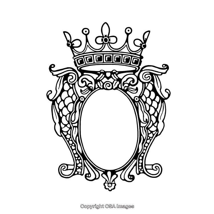 Ornate Black and White Border With Crown and Elegant Details