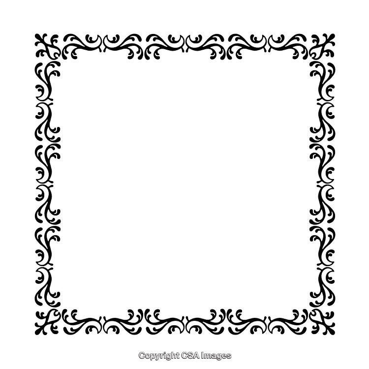 Elegant Black and White Floral Ornament Frame for Decorative Use