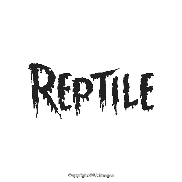 Bold Typography Featuring a Dripping Reptile-Themed Design on White Background