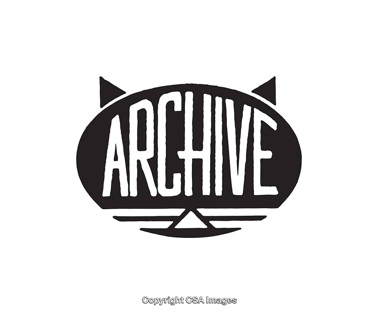Monochrome Line Art Illustration with Bold Archive Text and Unique Styling