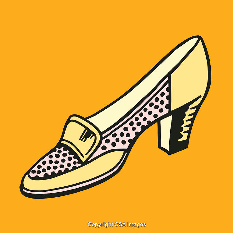 Pop Art Illustration of a Stylish Polka Dot Heel Shoe