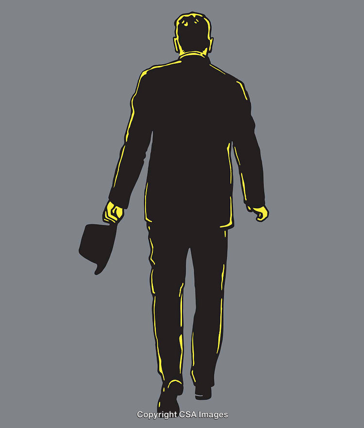 Rear View of a Man Holding a Hat in Modern Line Art Style