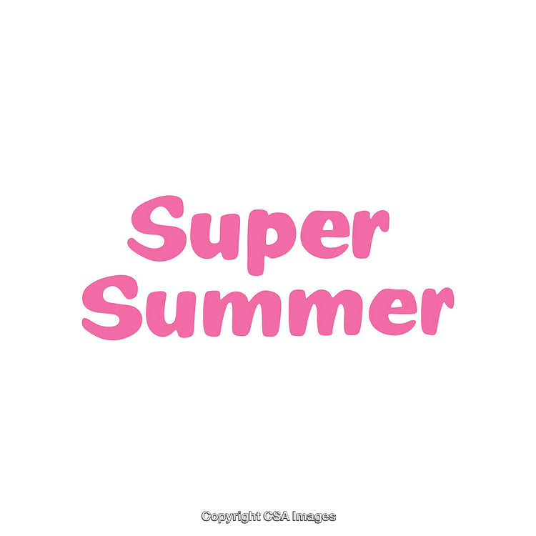 Vibrant Pink Text Displaying 'Super Summer' on Bright White Background