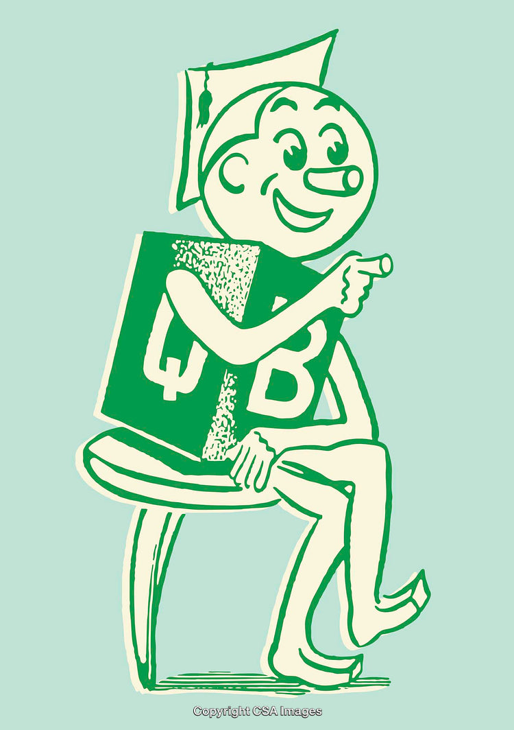 Whimsical Line Art Illustration of a Scholar Character in Graduation Cap