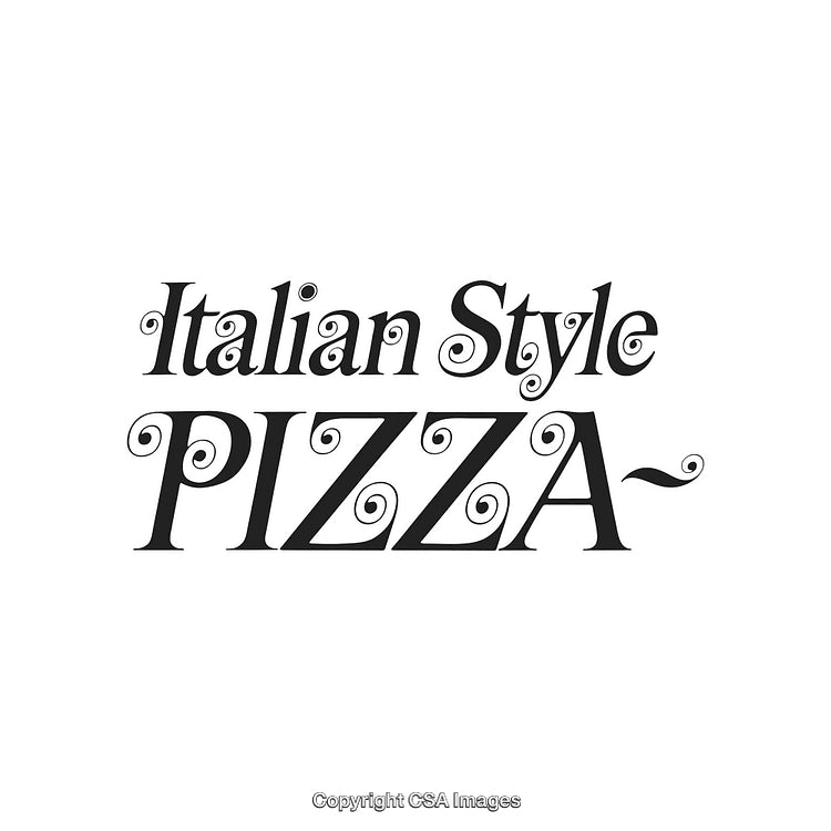 Elegant Typography Design Featuring Italian Style Pizza Concept In Black and White Colors