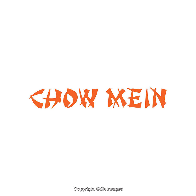 Stylized Orange Text Display Reading 'Chow Mein' on a White Background