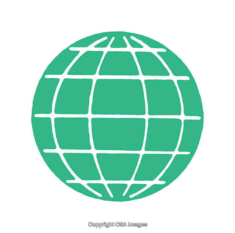 Green Globe Icon Representing Global Network or Connectivity on White