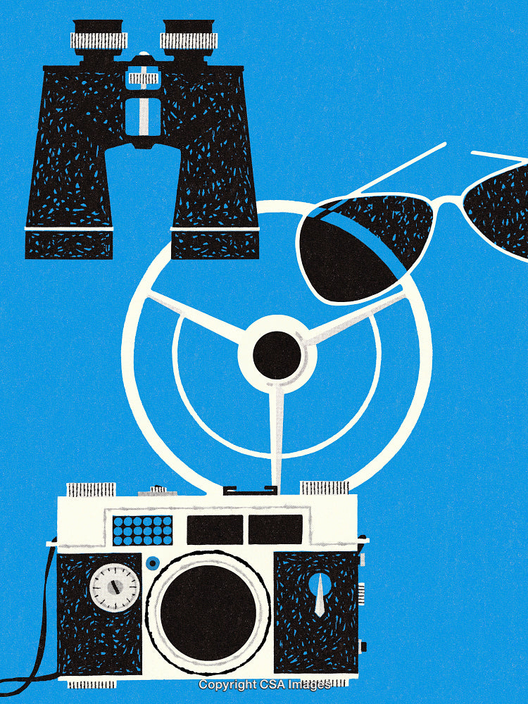 Vintage Camera and Accessories with Minimalist Artistic Composition