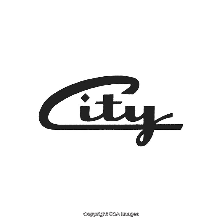 Stylish Black and White City Text in Elegant Calligraphy Design