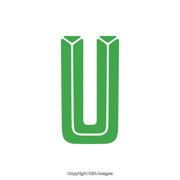 Green Letter U on a White Background in Simple Modern Design