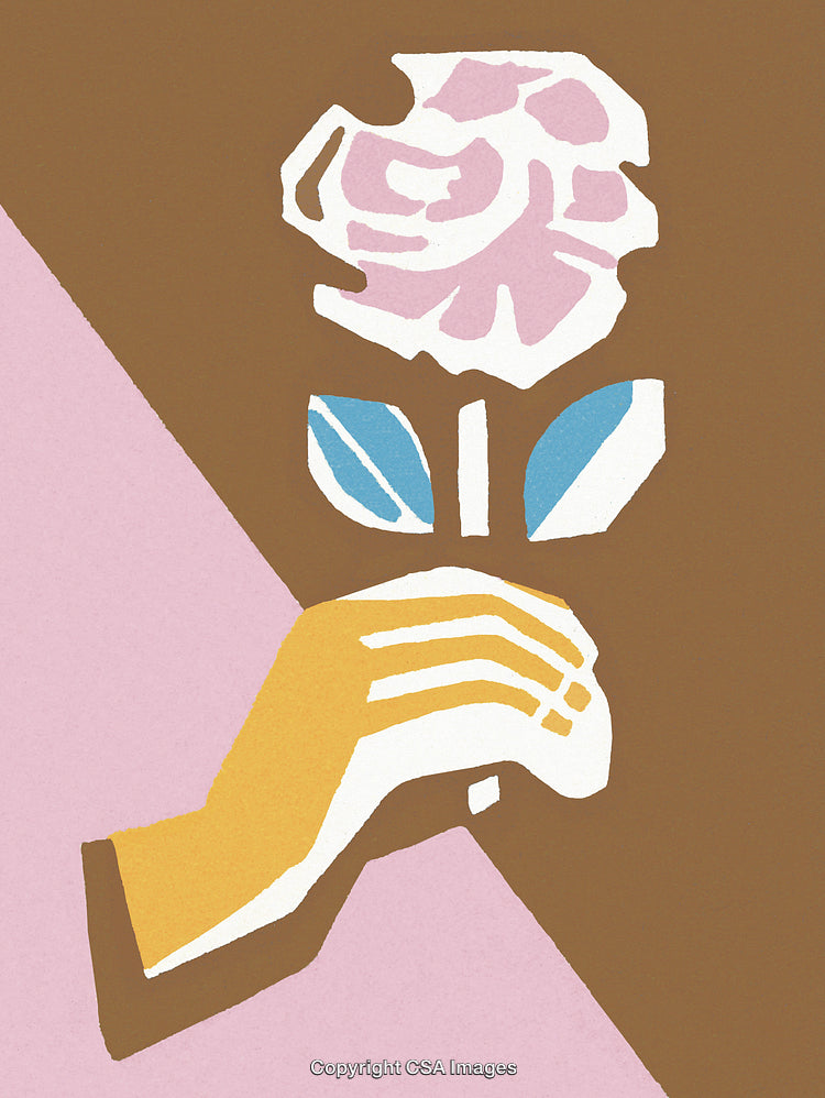 Hand Holding a Pink Rose