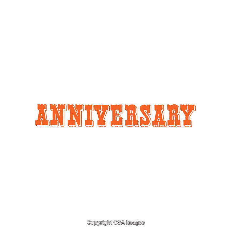 Orange Anniversary Typography Design with Western Style Font on White Background