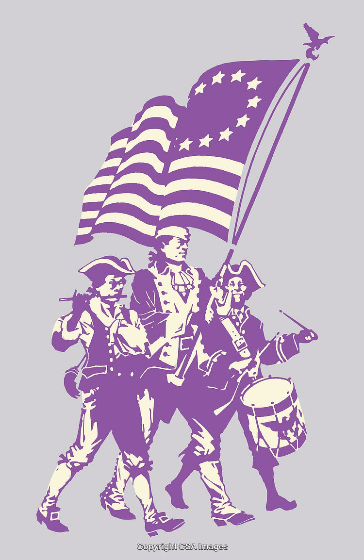 Historical American Revolution Artwork Featuring Flag Bearers