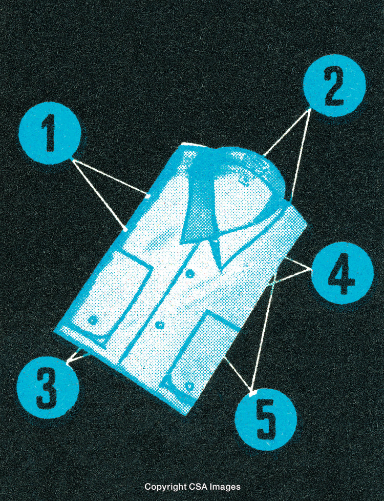 Abstract Illustration of Blue Shirt with Connected Numbered Symbols on Black Background