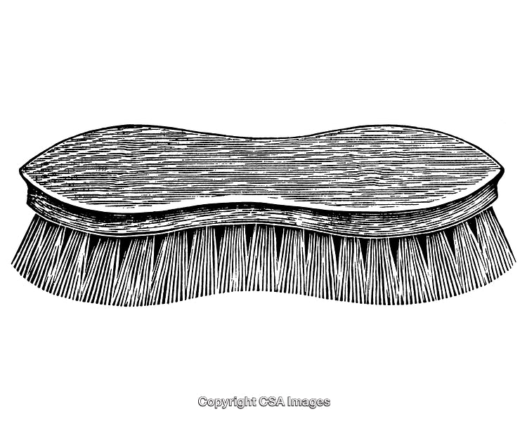 Vintage Illustration of a Wooden Cleaning Brush with Engraved Details