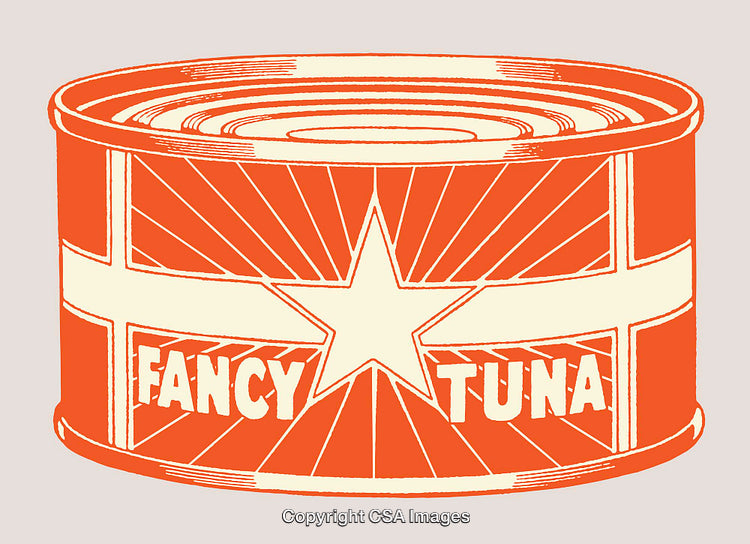 Vintage Styled Illustration of Fancy Tuna Can Label