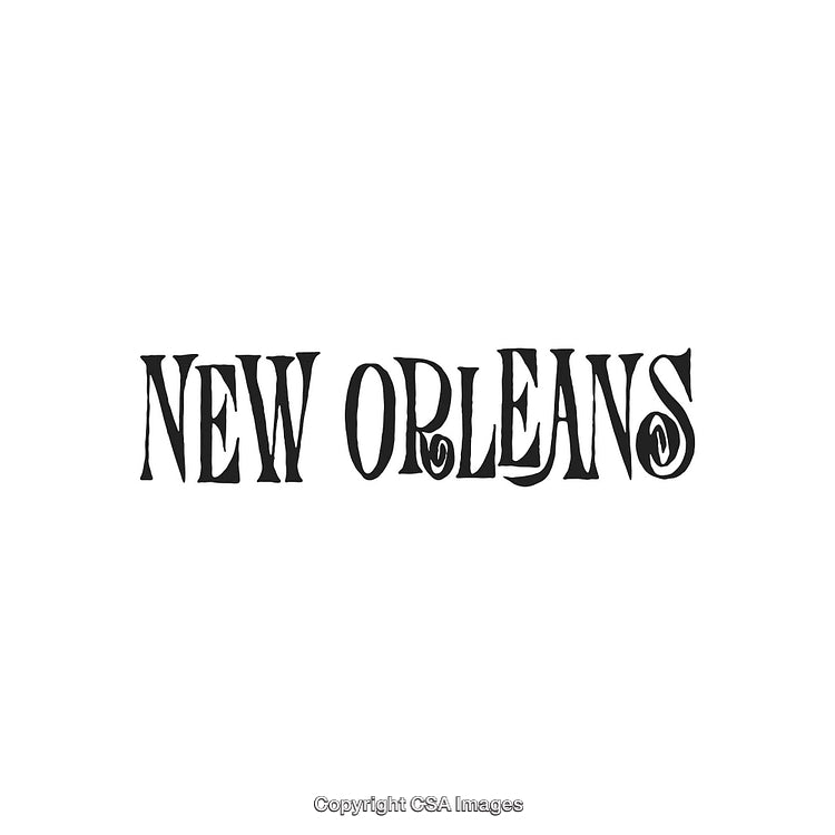 Stylized New Orleans Text Art in a Bold Black and White Design