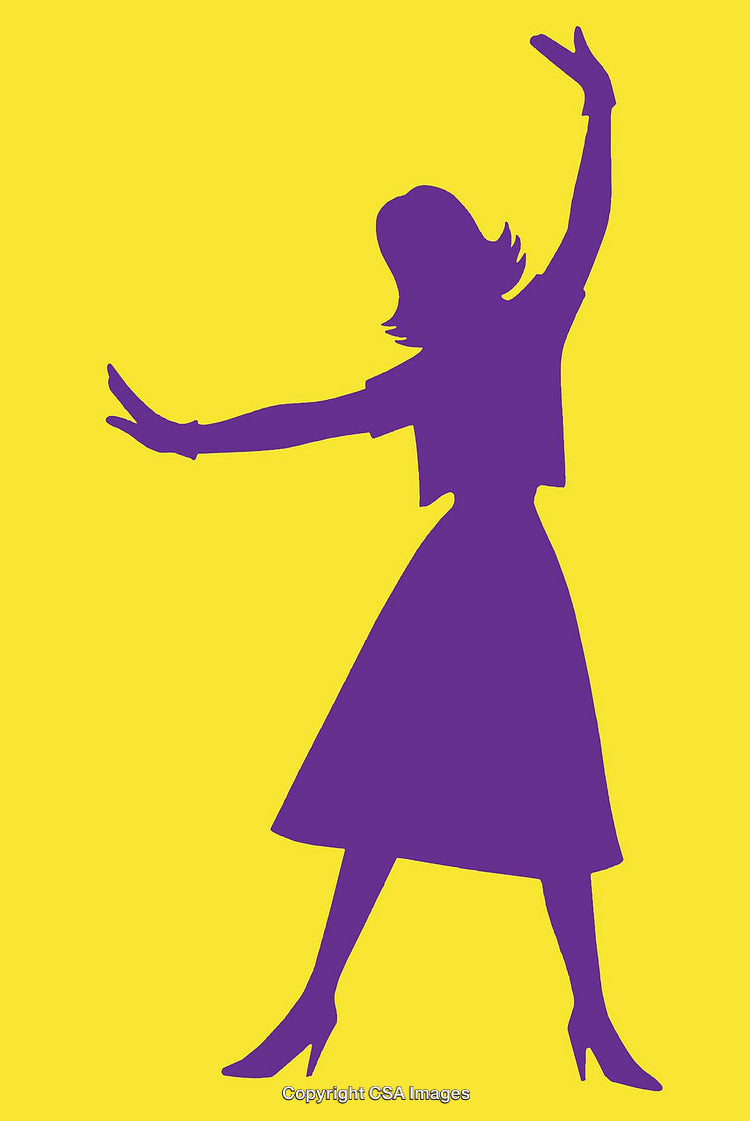 Colorful Silhouette of a Woman Dancing on a Vibrant Background