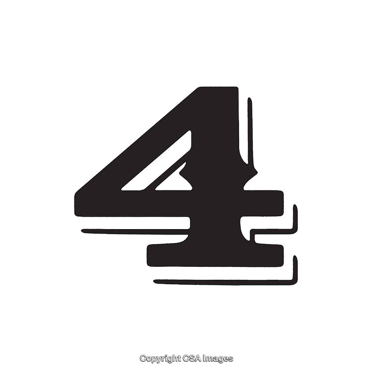 Black Stylized Number Four on a White Background