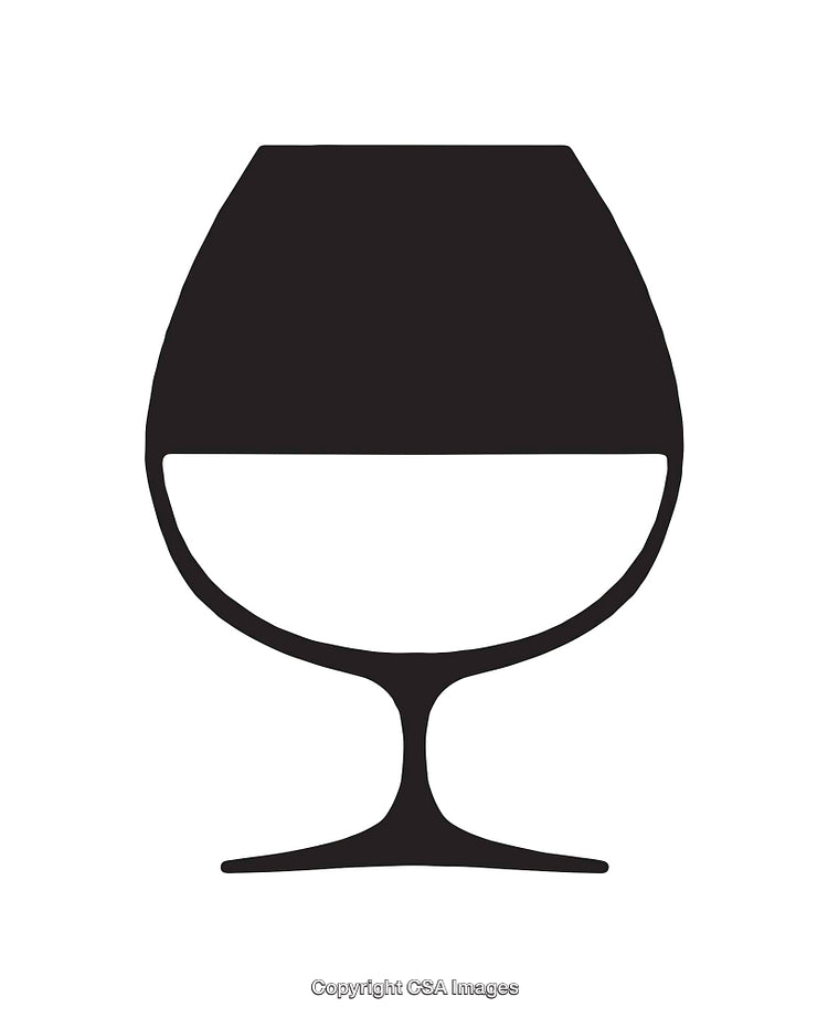 Minimalistic Black and White Line Art of a Wine Glass