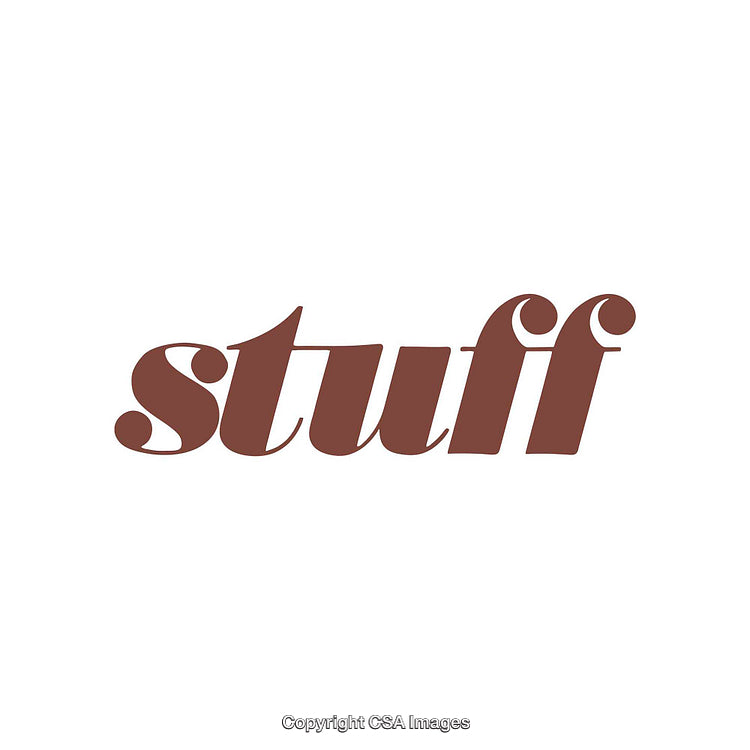 Minimalist Brown Stuff Wordmark Design on White Background