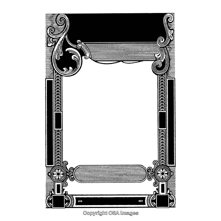 Vintage Black and White Ornamental Border Illustration