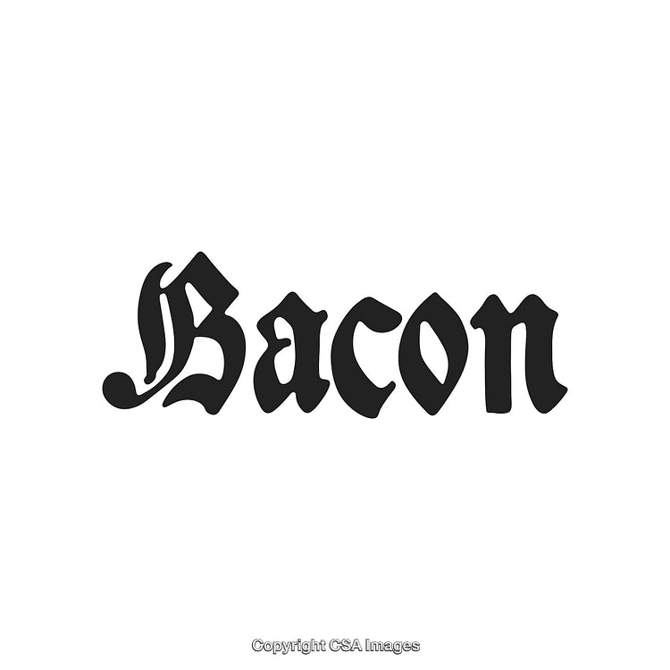 Vintage Blackletter Typography Displaying the Word 'Bacon' in Bold Style