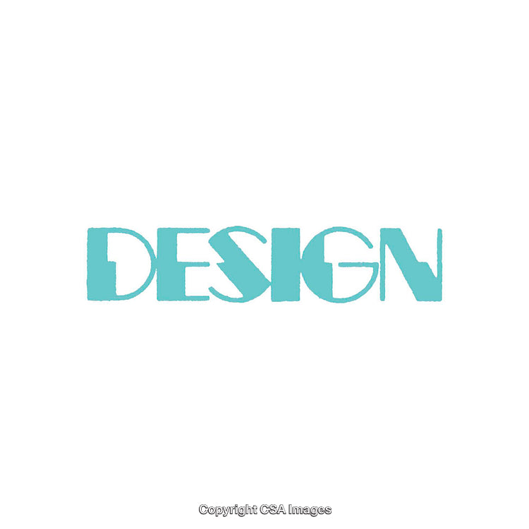 Creative Aqua Typography Featuring the Word 'Design' on a White Background