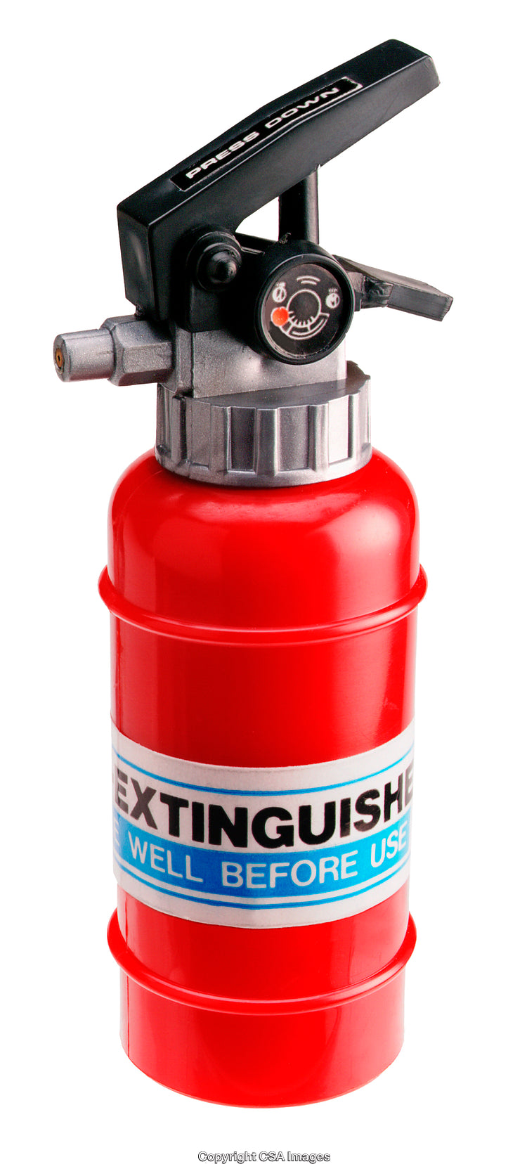 Red Plastic Toy Fire Extinguisher Replica with Detailed Design