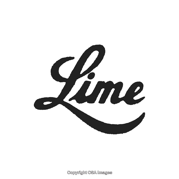 Stylized Calligraphic Lime Word Art with Elegant Black Font on White