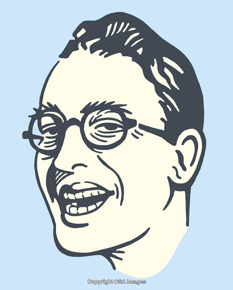 Expressive Retro Line Art Illustration of a Smiling Individual