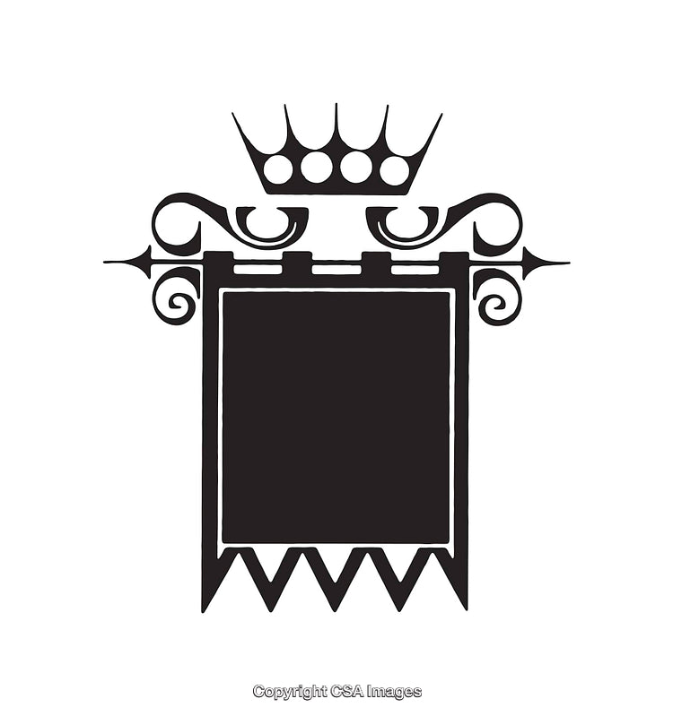 Black and White Crown Emblem with Ornamental Design