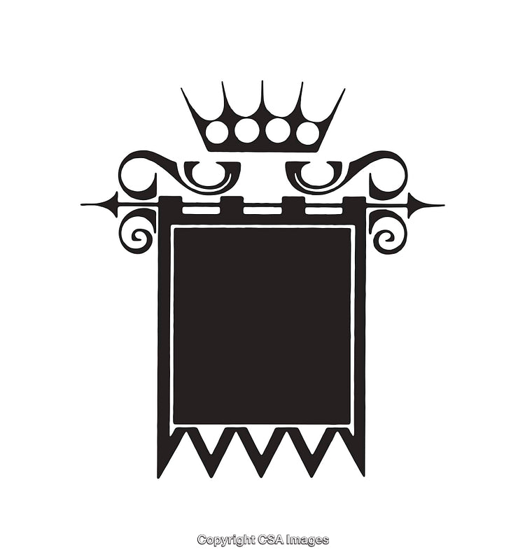 Black and White Crown Emblem with Ornamental Design