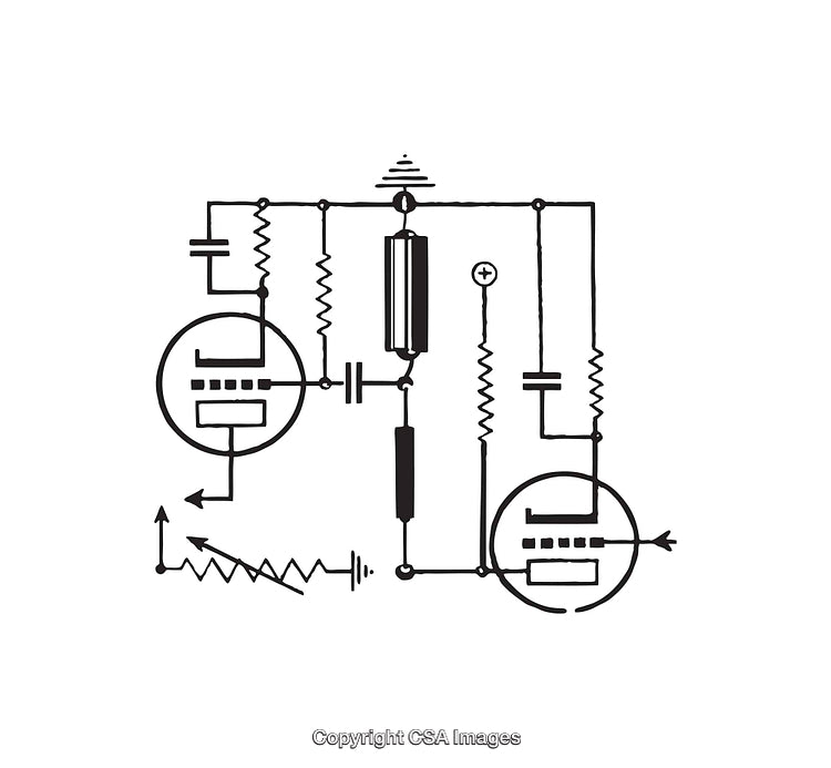 Detailed Black and White Electronic Circuit Diagram Illustration