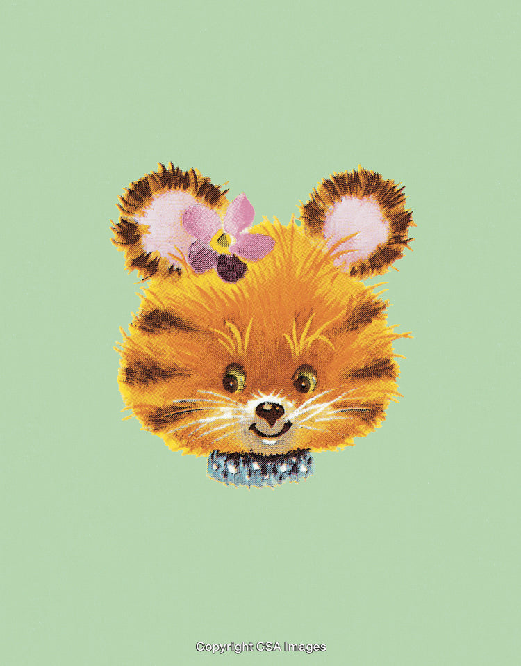 Illustration of Cute Fluffy Animal With a Flower on Pastel Background