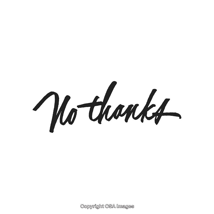 Handwritten Black Text 'No Thanks' on Minimalist White Background