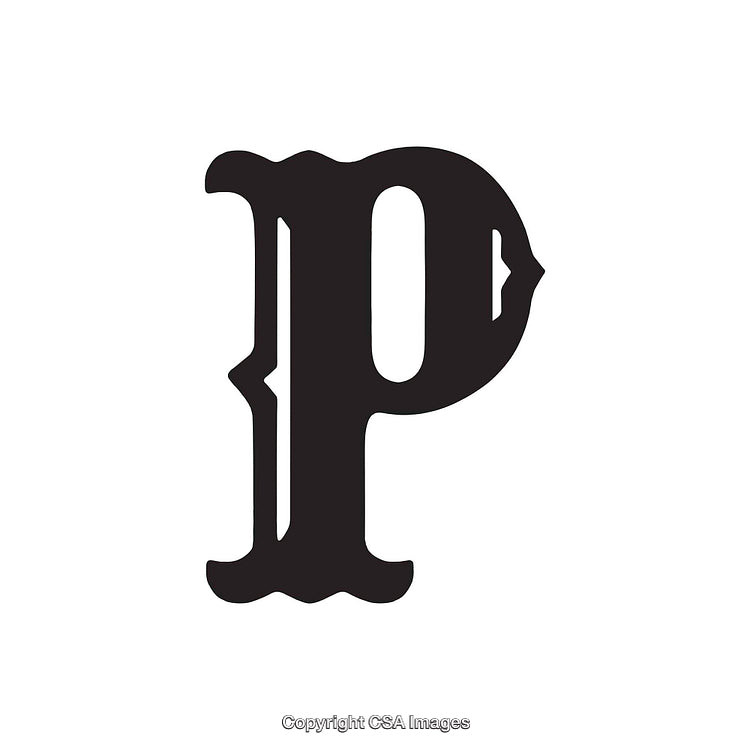 Stylized Black Letter P in Gothic Typography Design