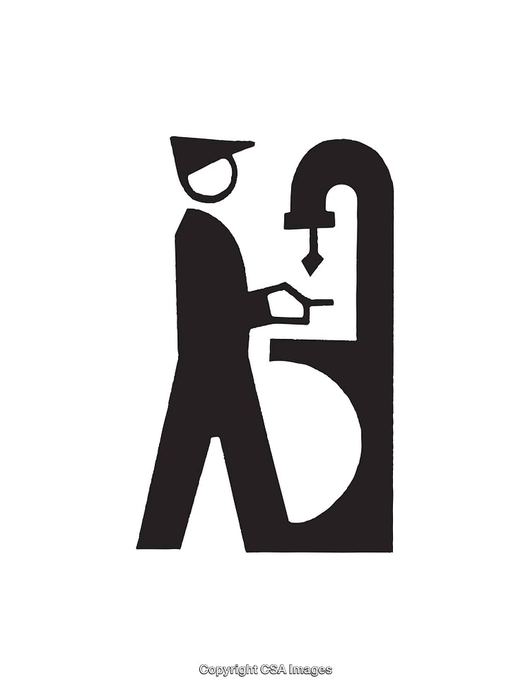 Black and White Icon Depicting Worker Handling a Machine Drill