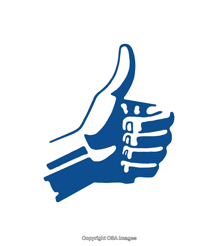 Blue Hand Icon Giving a Thumbs Up Gesture with Bold Style