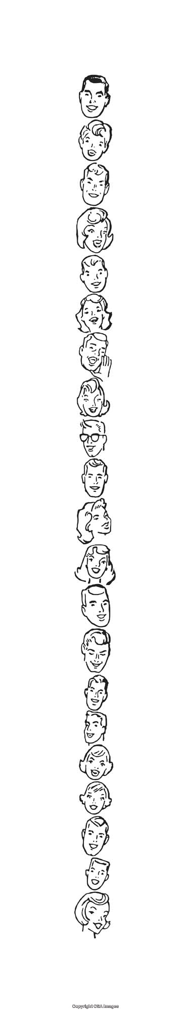 Collection of Expressive Face Illustrations in Black and White Line Art